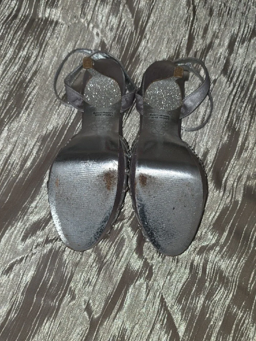 Adrianna Papell Silver Rhinestone Strappy Evening Heels